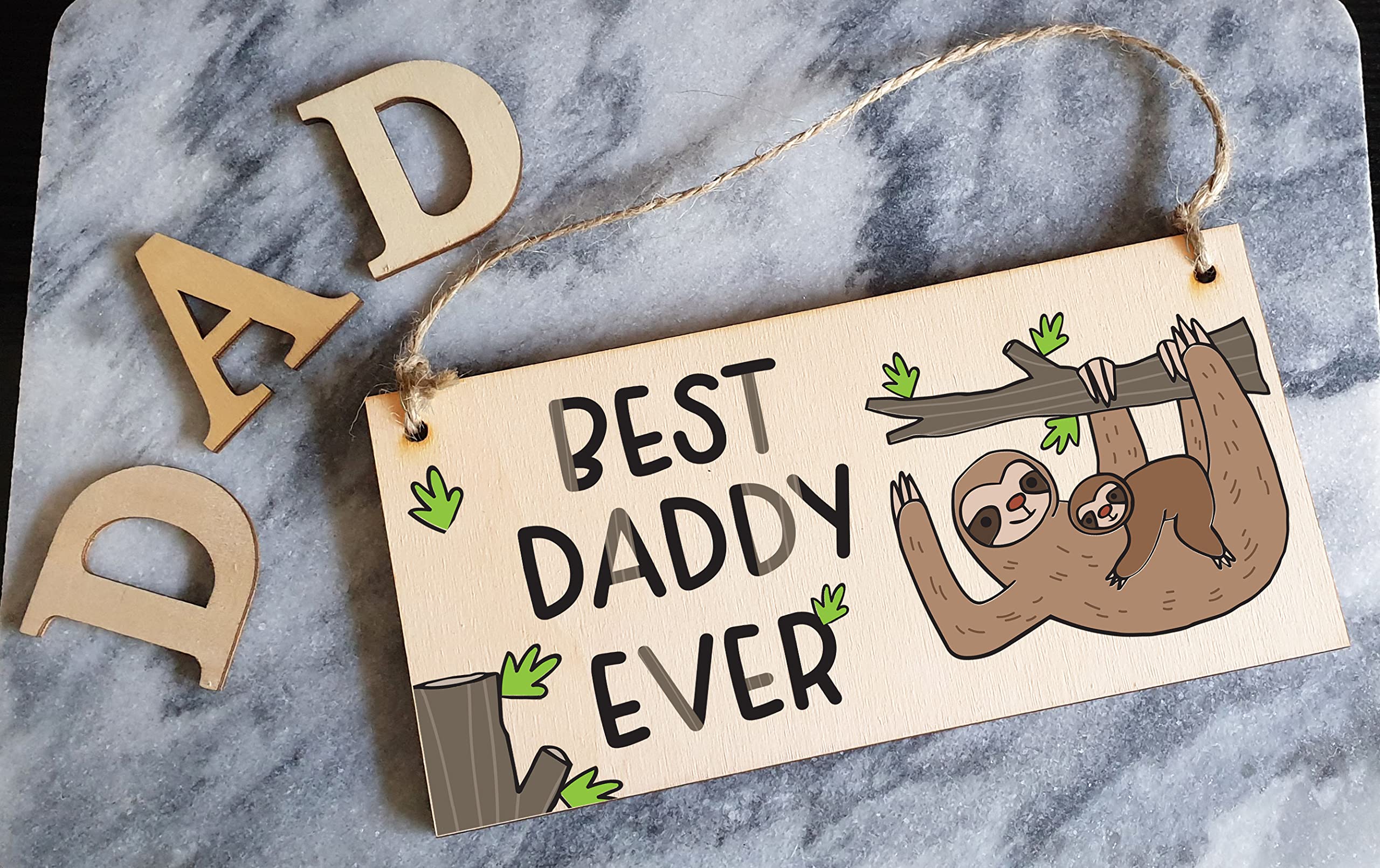 The Plum Penguin Handmade Wooden Hanging Wall Plaque Best Daddy Ever Decorative Sentimental Gift Father's Day Office Man Cave
