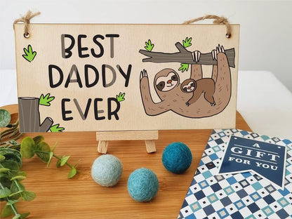The Plum Penguin Handmade Wooden Hanging Wall Plaque Best Daddy Ever Decorative Sentimental Gift Father's Day Office Man Cave