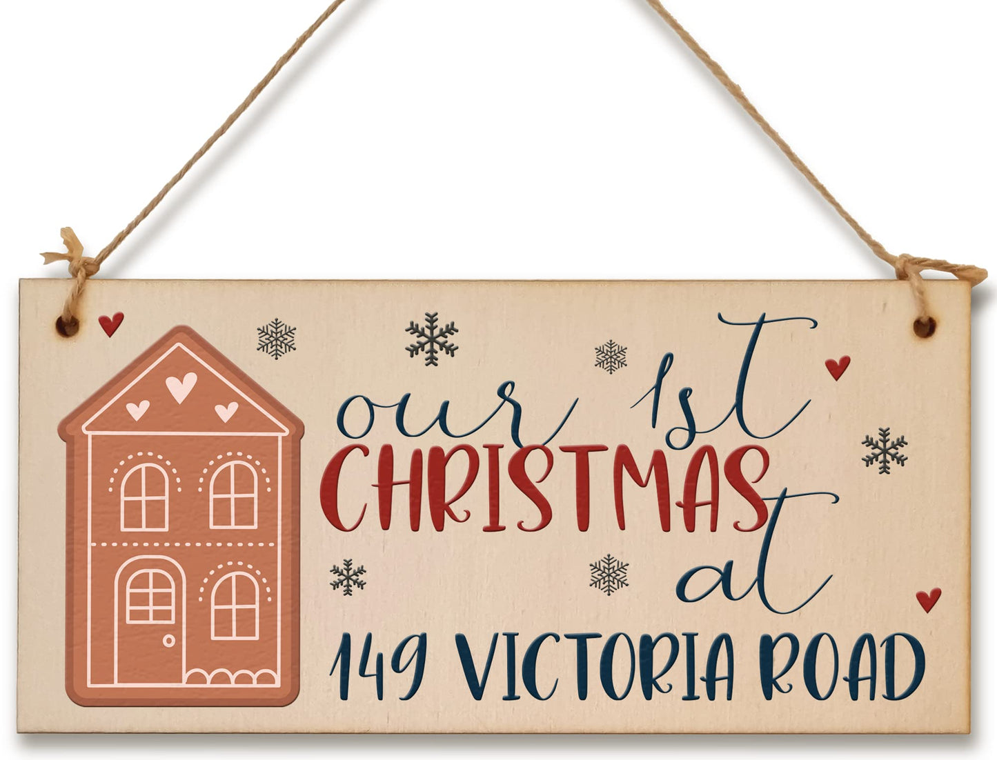 Our 1st Christmas at Personalised Family New Home Decorative Xmas Sign Handmade Wooden Hanging Wall Plaque Gift