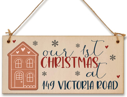Our 1st Christmas at Personalised Family New Home Decorative Xmas Sign Handmade Wooden Hanging Wall Plaque Gift