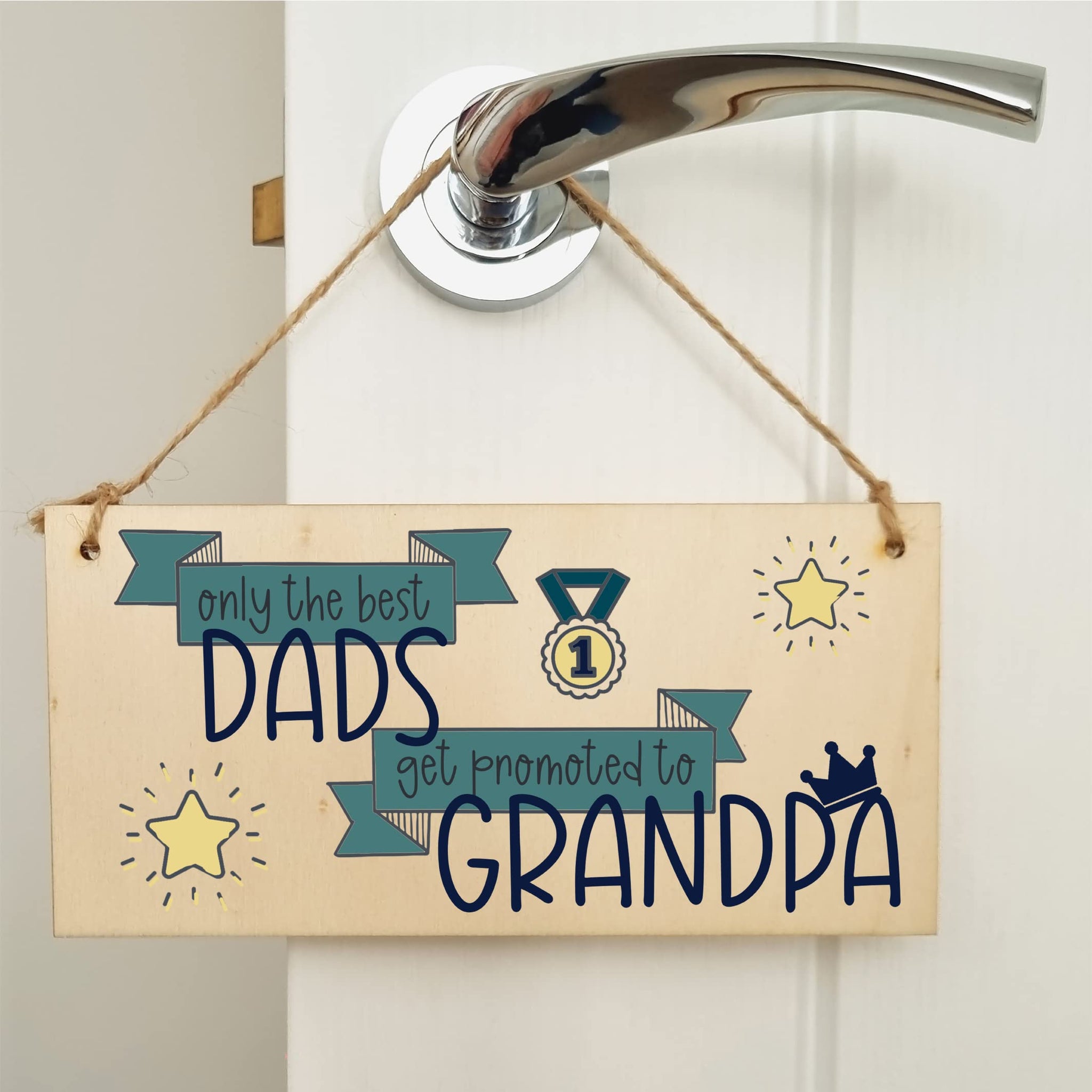 The Plum Penguin Handmade Wooden Hanging Wall Plaque Best Dads Get Promoted to Grandpa Sentimental Gift Father's Day Man Cave
