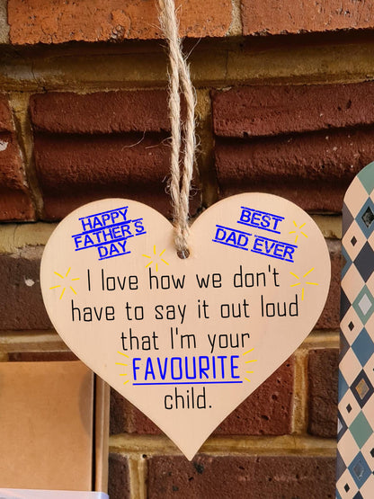 Handmade Wooden Hanging Heart Plaque Gift for Dad this Fathers Day Novelty Fun Keepsake
