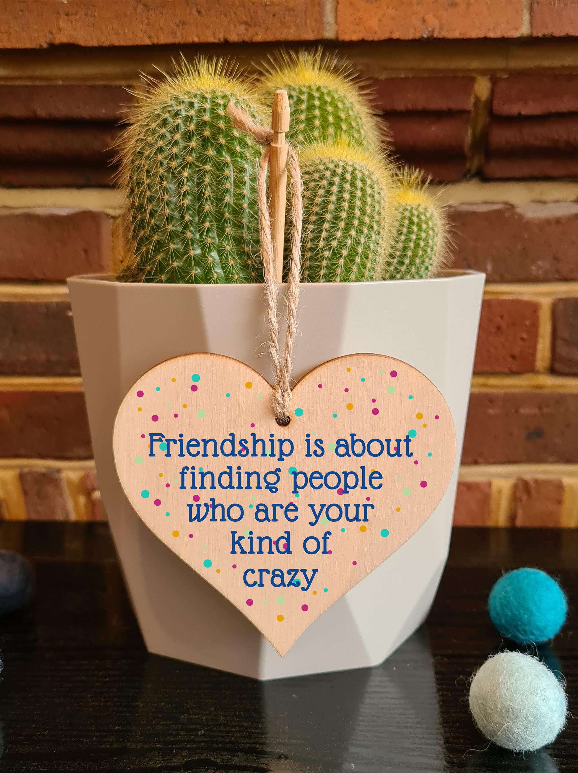 The Plum Penguin Handmade Wooden Hanging Heart Plaque Gift Friendship Your Kind of Crazy Funny Wall hanger Friend Colleague Present Card Alternative