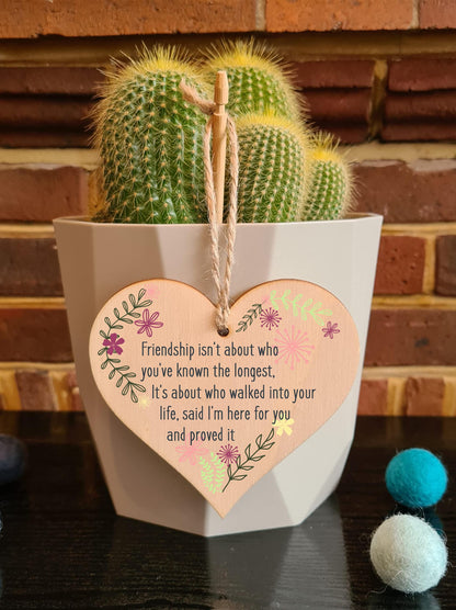 The Plum Penguin Handmade Wooden Hanging Heart Plaque Gift Friend Here To Stay Friendship Wall Hanger Colleague Present Card Alternative