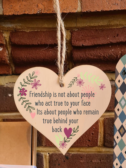 The Plum Penguin Handmade Wooden Hanging Heart Plaque Gift Friends Stay True Friendship Wall Hanger Colleague Present Card Alternative