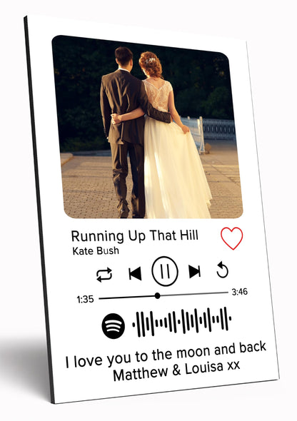 The Plum Penguin Personalised Spotify Plaque Custom Song Wall Art Photo Print A4 Wooden Sign Ideal Memorable Gifts for Couples Friends Mum