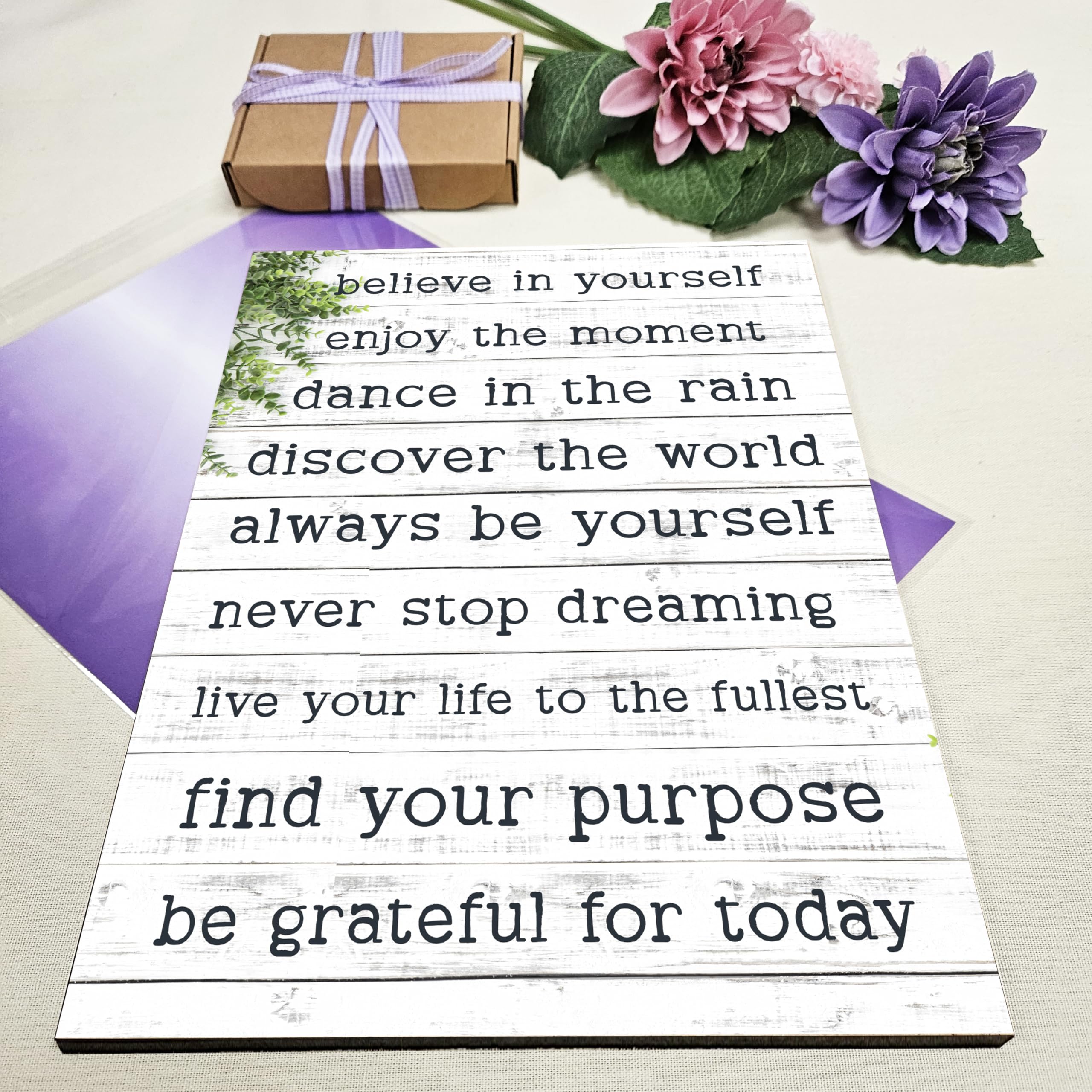 Motivational Wall Art Sign Plaque Inspire Every Day Vibrant Print Daily Affirmation A4 Wooden Home Décor Uplifting Decoration