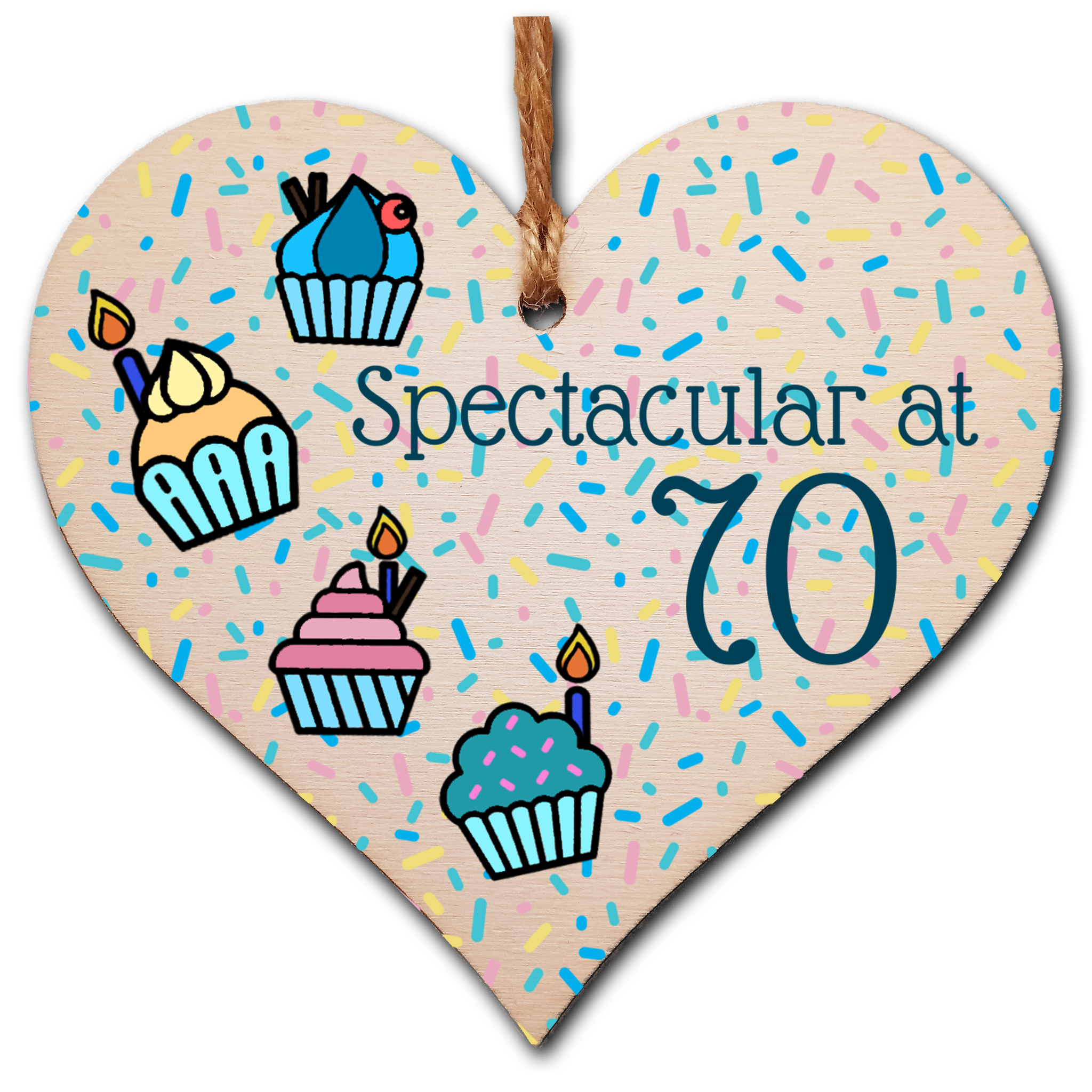 Handmade Wooden Hanging Heart Plaque Gift Spectacular at Seventy Birthday Card Alternative Wall Hanger Bottle Decoration Retirement