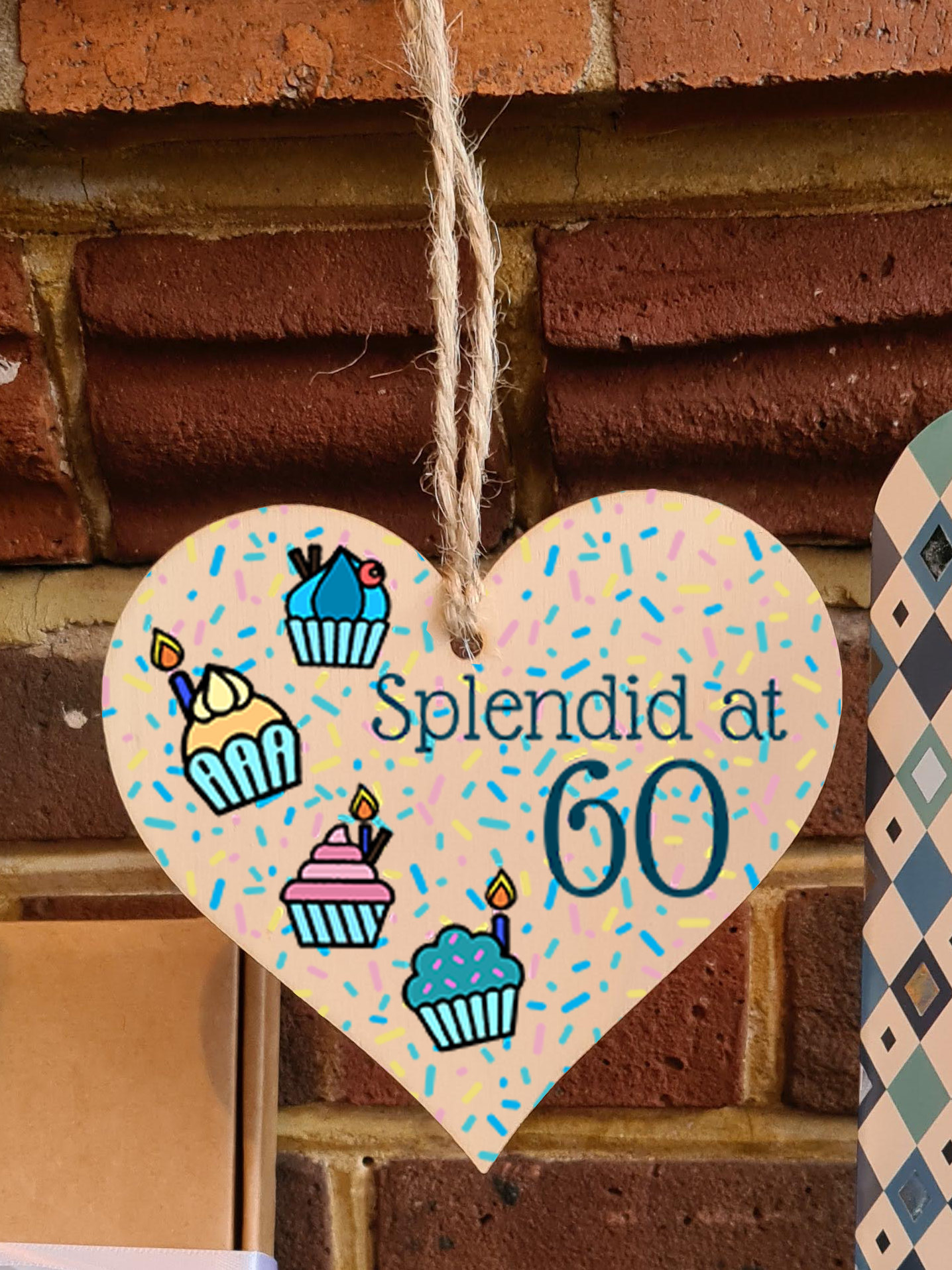 Handmade Wooden Hanging Heart Plaque Gift Spendid at Sixty Birthday Card Alternative Wall Hanger Bottle Decoration Life Begins