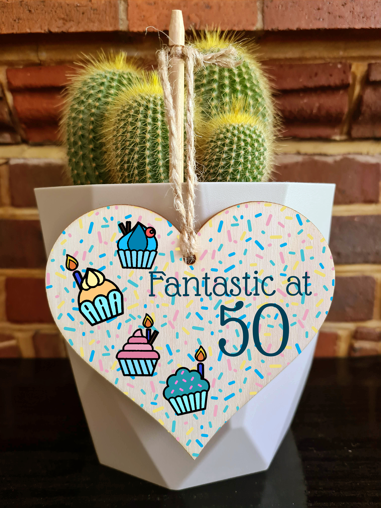Handmade Wooden Hanging Heart Plaque Gift Fantastic At Fifty Birthday Card Alternative Wall Hanger Bottle Decoration Never Too Old
