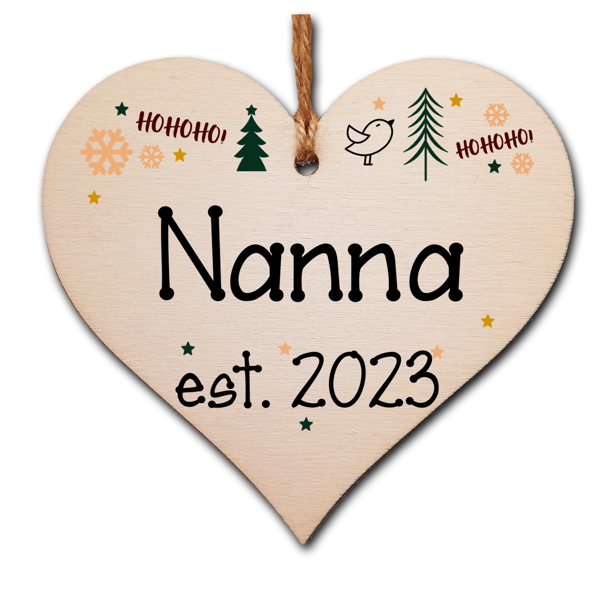 Handmade Christmas Hanging Wooden Heart Plaque Decoration Gift perfect nannas grandparents newborns 2022