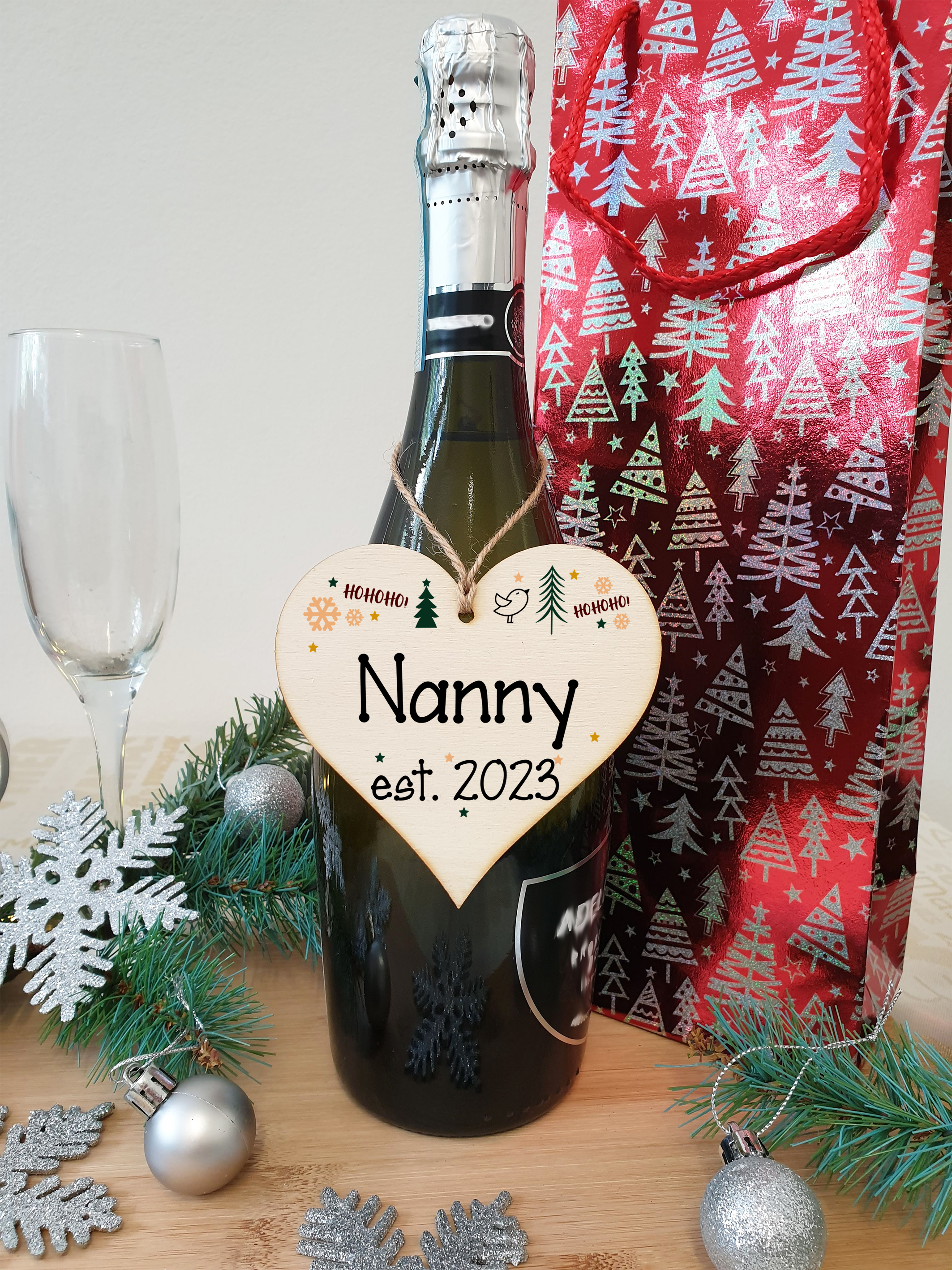 Handmade Christmas Hanging Wooden Heart Plaque Decoration Gift perfect for new nannys grandparents newborns 2022