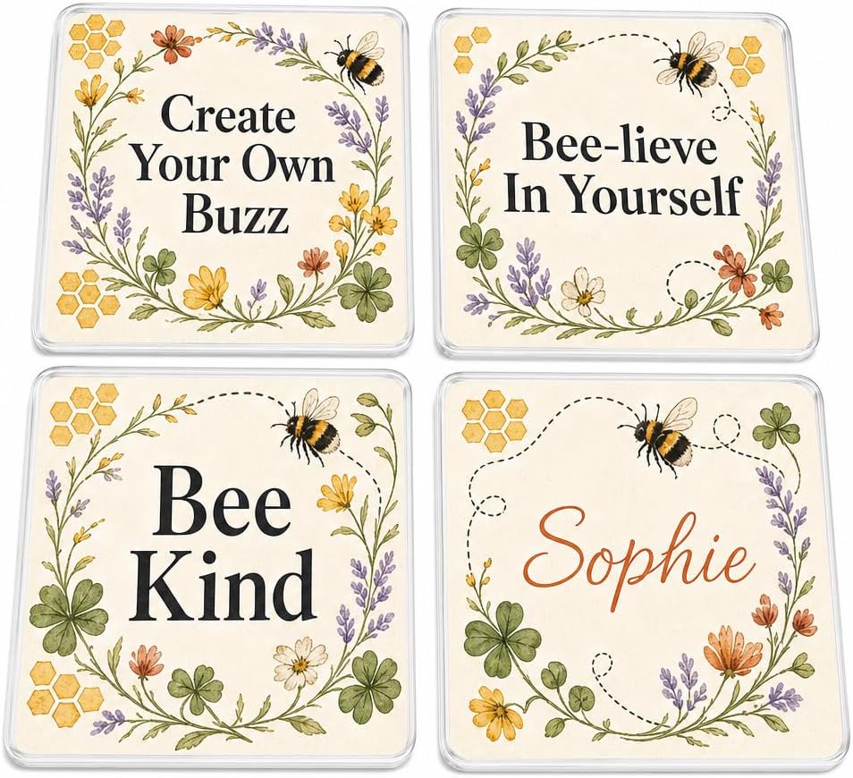 Honeybee Encouragement coasters