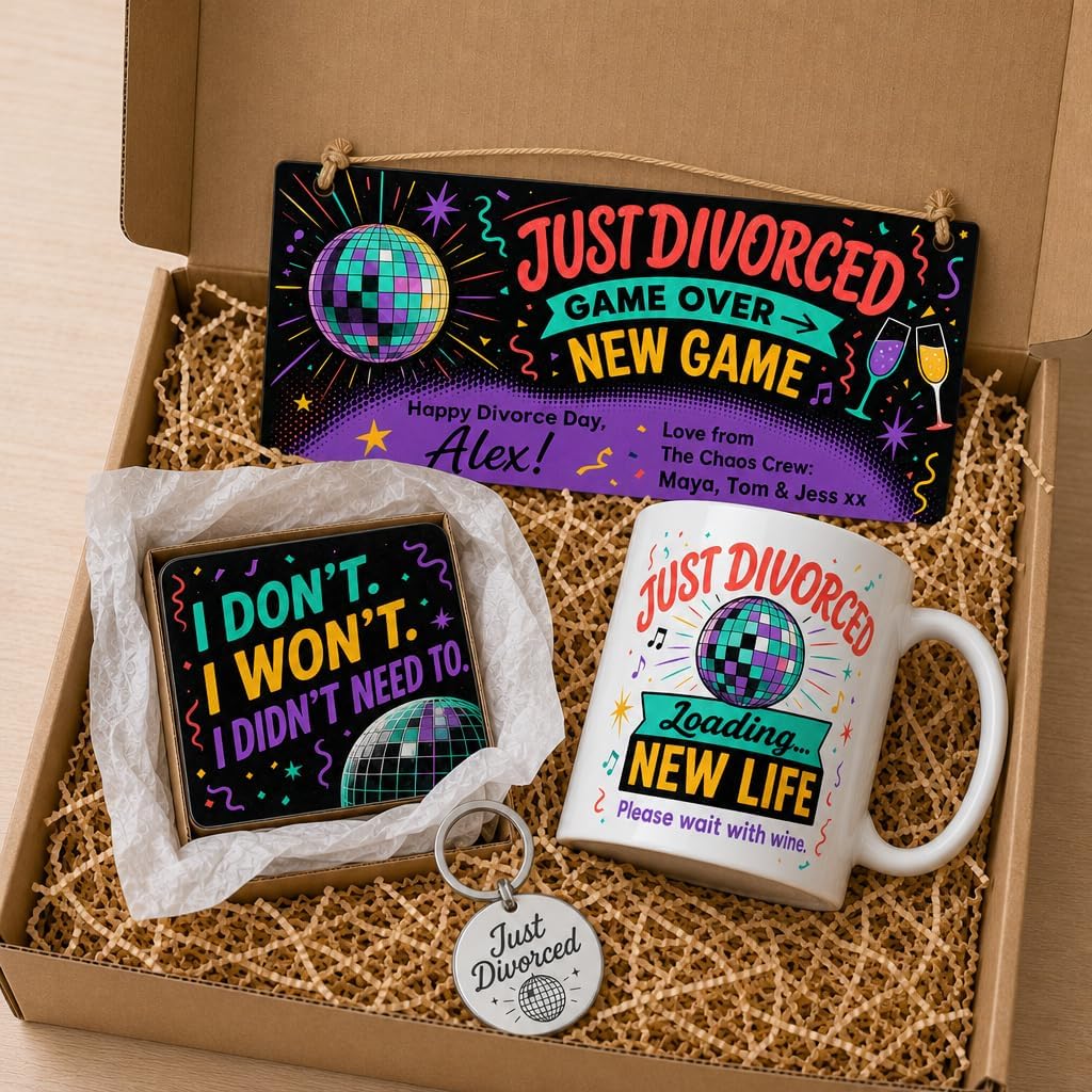 Just Divorced Disco gift box presentation