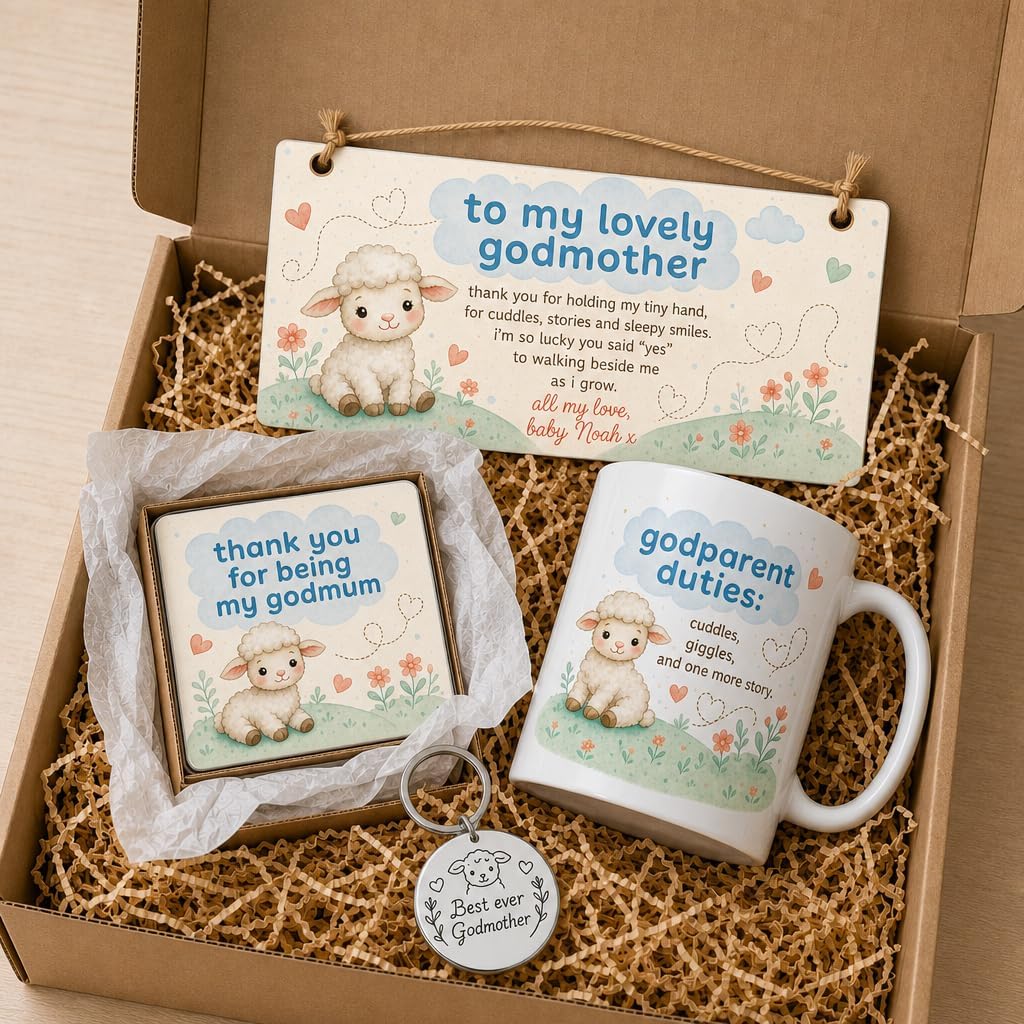 Little Lamb Godmother gift box presentation