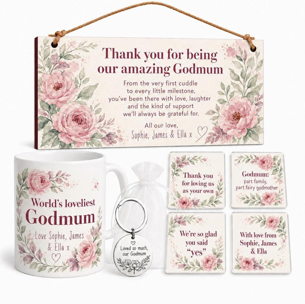 Floral Godmum Gratitude personalised gift box set