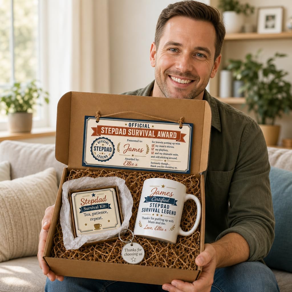 Stepdad Survival Legend gift box presentation