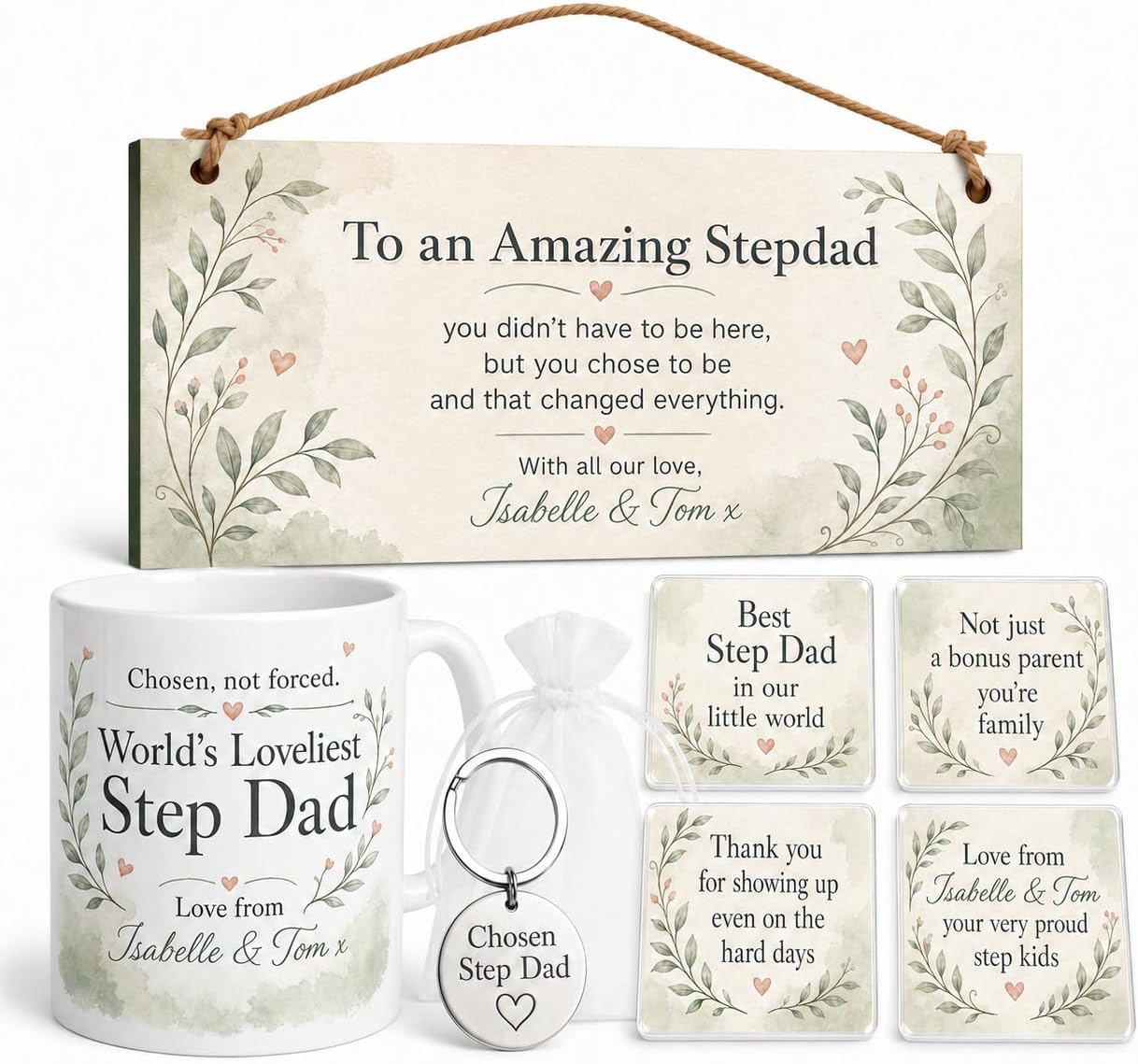 Chosen Stepdad Heart personalised gift box set