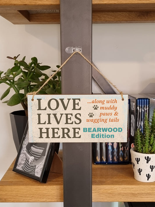 Dog Lover's Hanging Wooden Sign – Handmade Rustic Decor for Bearwood Homes