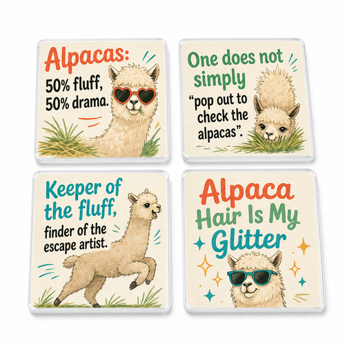 Alpaca Crew Personalised Coasters (Set of 4)