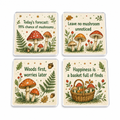 Woodland Mushroom Ramble Coasters (Set of 4)