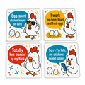Cluckin Good Laughs Coasters (Set of 4)