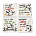 Goat Chaos Manager Personalised Coasters (Set of 4)