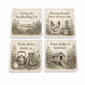 Hedgerows Script Personalised Coasters (Set of 4)