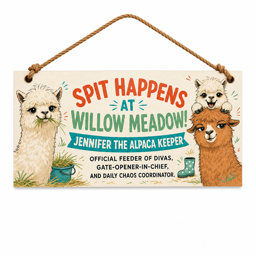 Alpaca Crew Personalised Wooden Plaque